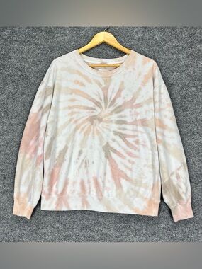 Abercrombie & Fitch Crewneck Sweatshirt Women Medium Tie Dye Swirl White Soft AF